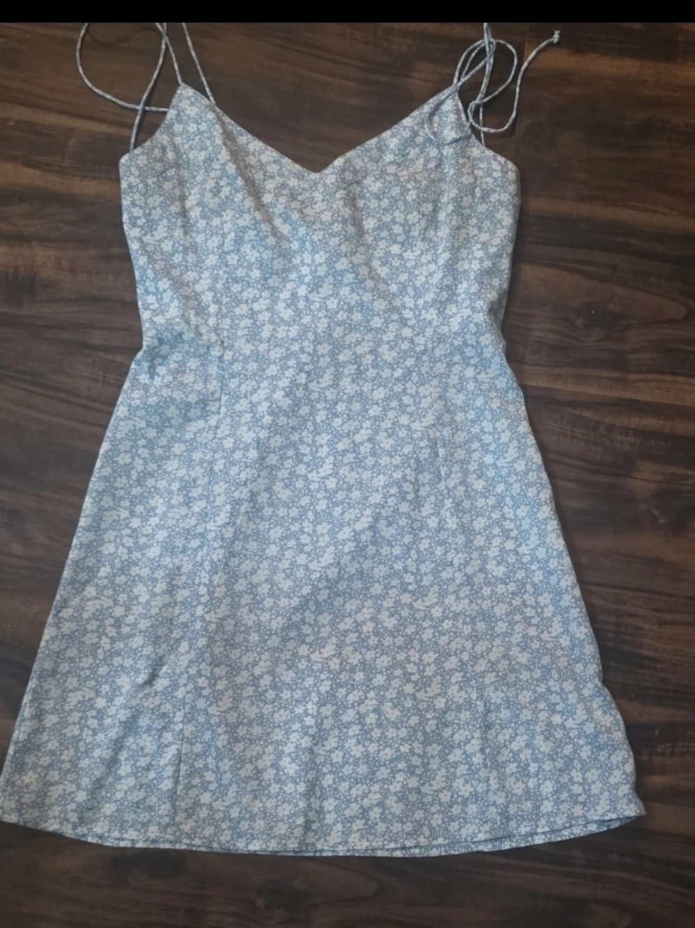 Blue Rain Light Blue Floral Slip Mini Dress